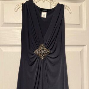 Fleurish Sleeveless Top Dark Gray with Jeweled Accent Size S